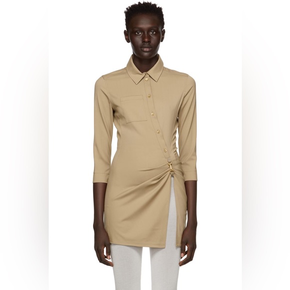 NEW JACQUEMUS Beige 'La Tunique Jocou' Long Sleeve Shirt (S) - Picture 1 of 9